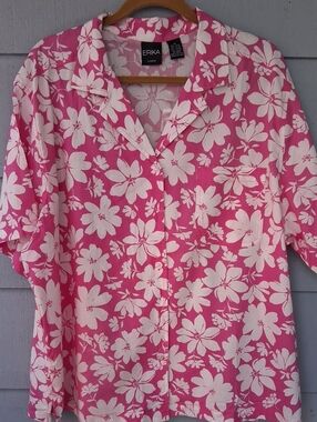 Erika Pink and White Floral Button-Down Shirt NWOT